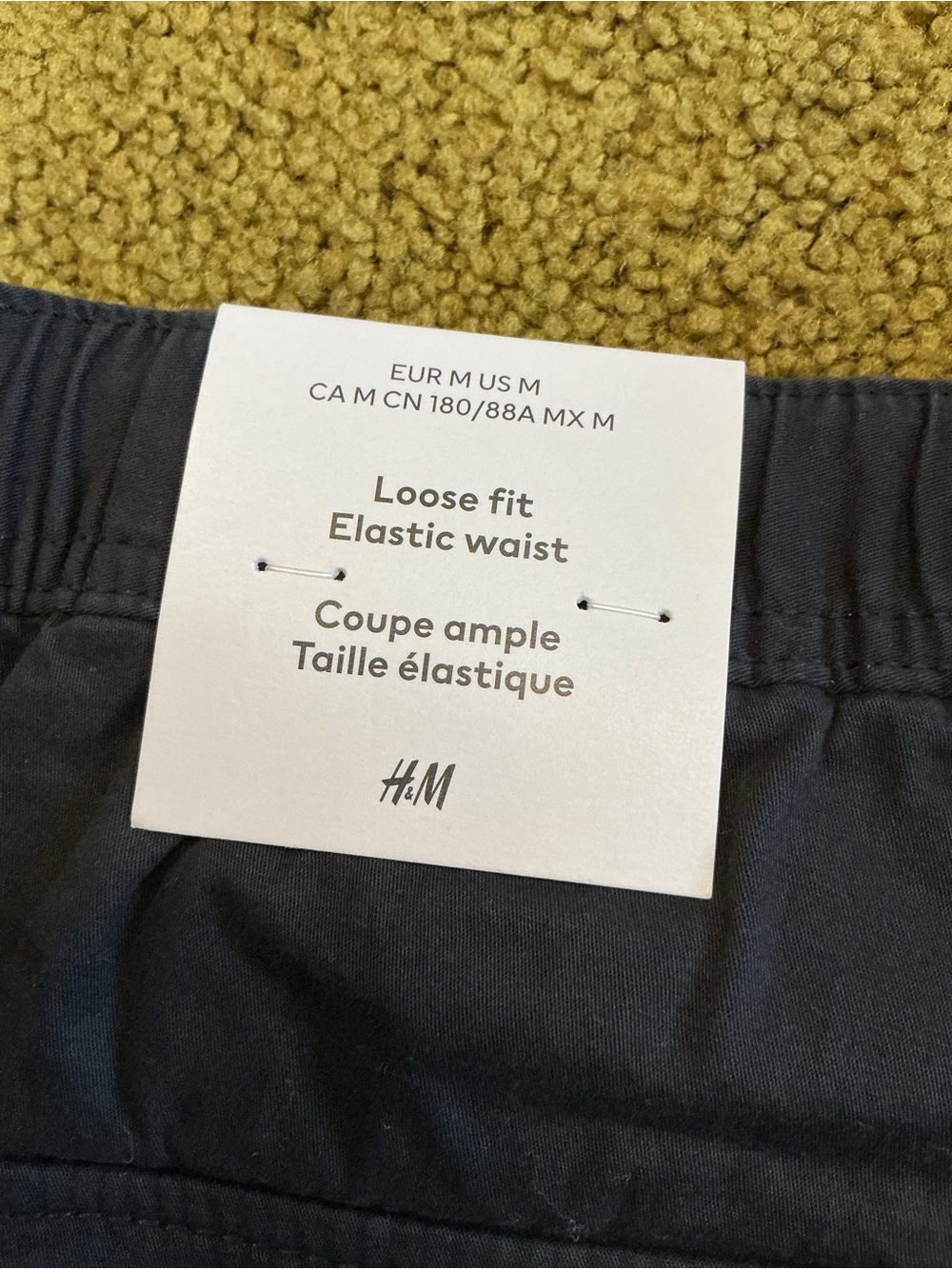 H&M Loose-Fit Elastic Waist Pants — Dark Navy
